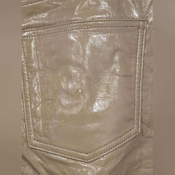 Agolde Pinch Waist Quail Patent Tan Recycled Leather Pants Sz 26 SCUFF 27x29 NEW - Picture 5 of 9
